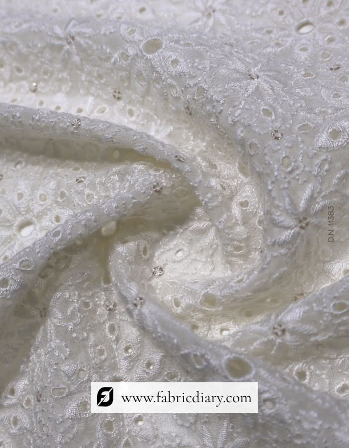 Designer Floral Thread Work Embroidery Fabric – #383