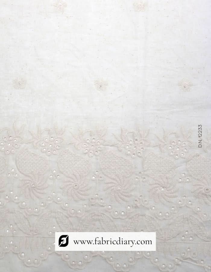 Stylish women's dress fabric in Hakoba embroidery – wholesale fabric exporter