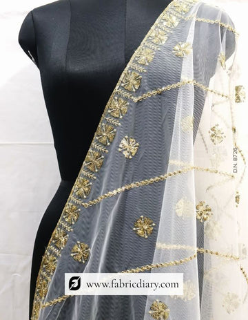 Beautiful Sequins Embroidered Designer Net Dupatta – #8726