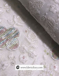 Off-white ethnic sherwani fabric – floral embroidery material in bulk