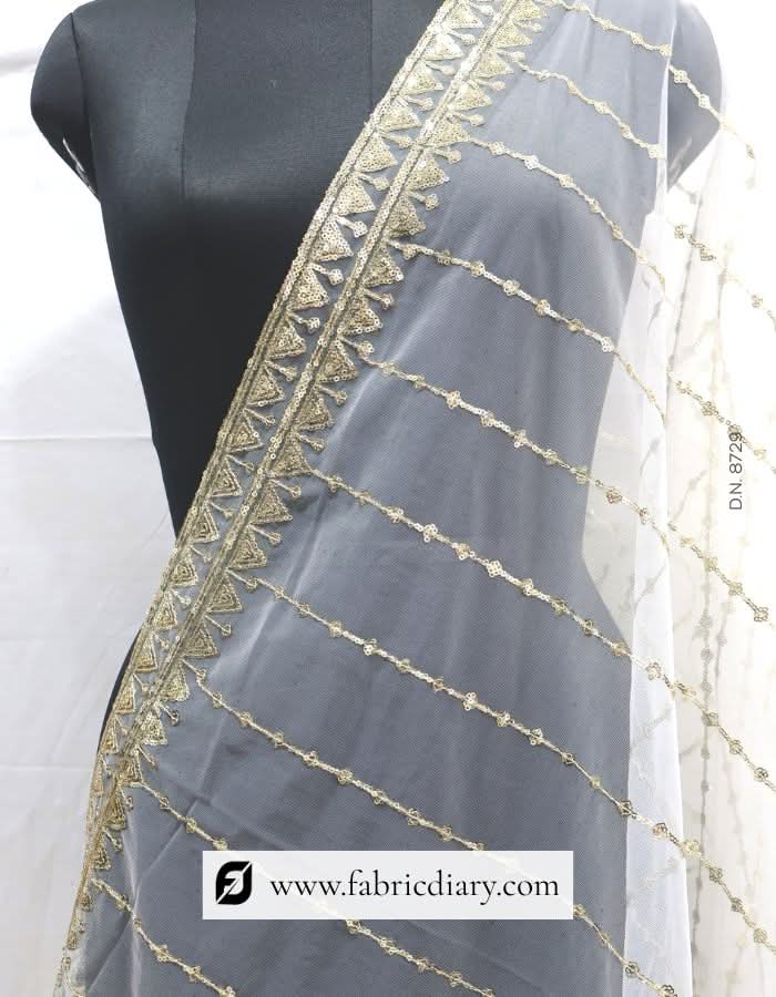 Designer Embroidered Dyeable Dupatta / Scarf – #8729