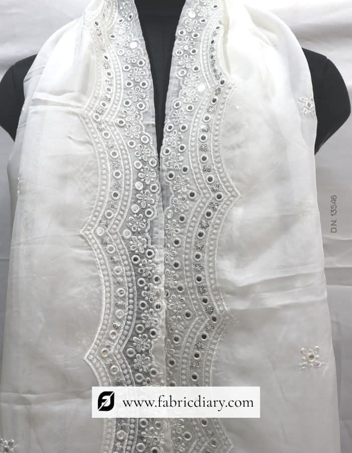 Designer Embroidered Dyeable Viscose Organza Dupatta / Scarf – #3546