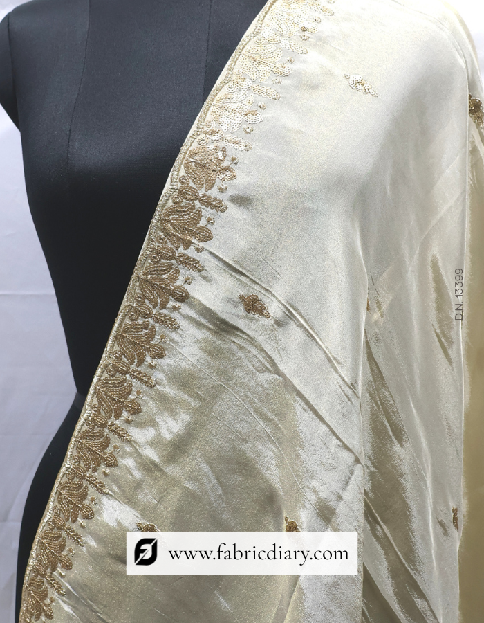 Designer Gold Tissue Embroidered Dupatta / Scarf – #3397