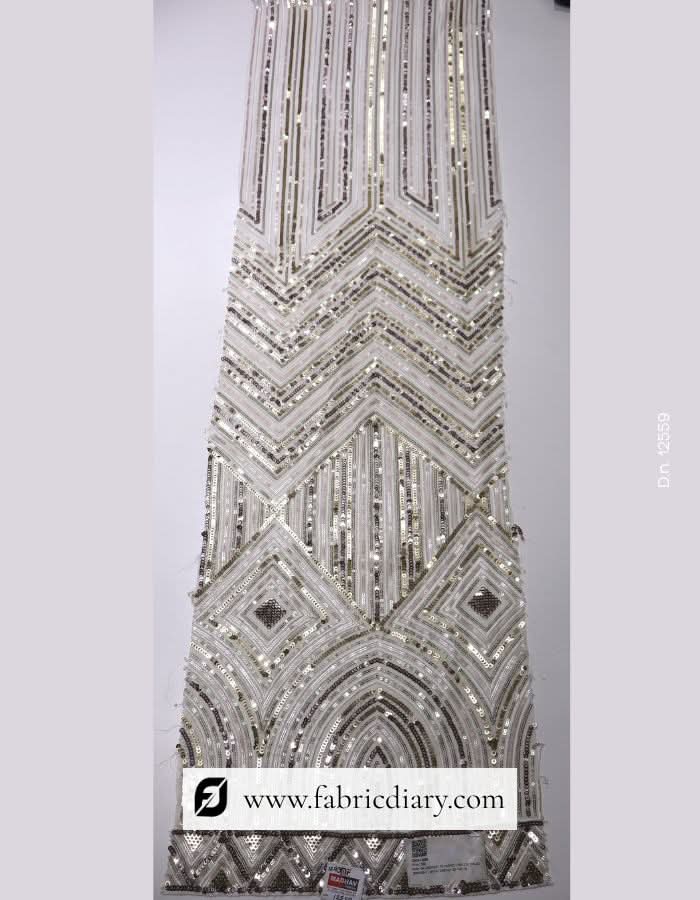 Designer Sequin Fabric for Wedding Dress in Daman Pattern