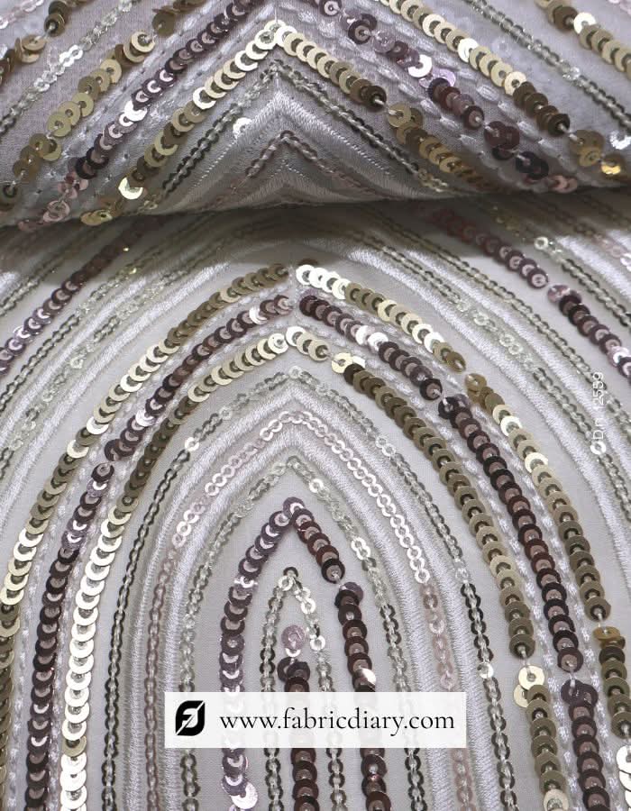 Designer Sequin Fabric for Wedding Dress in Daman Pattern