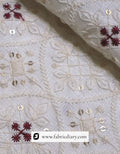 Designer white embroidery fabric with sequins for grooms