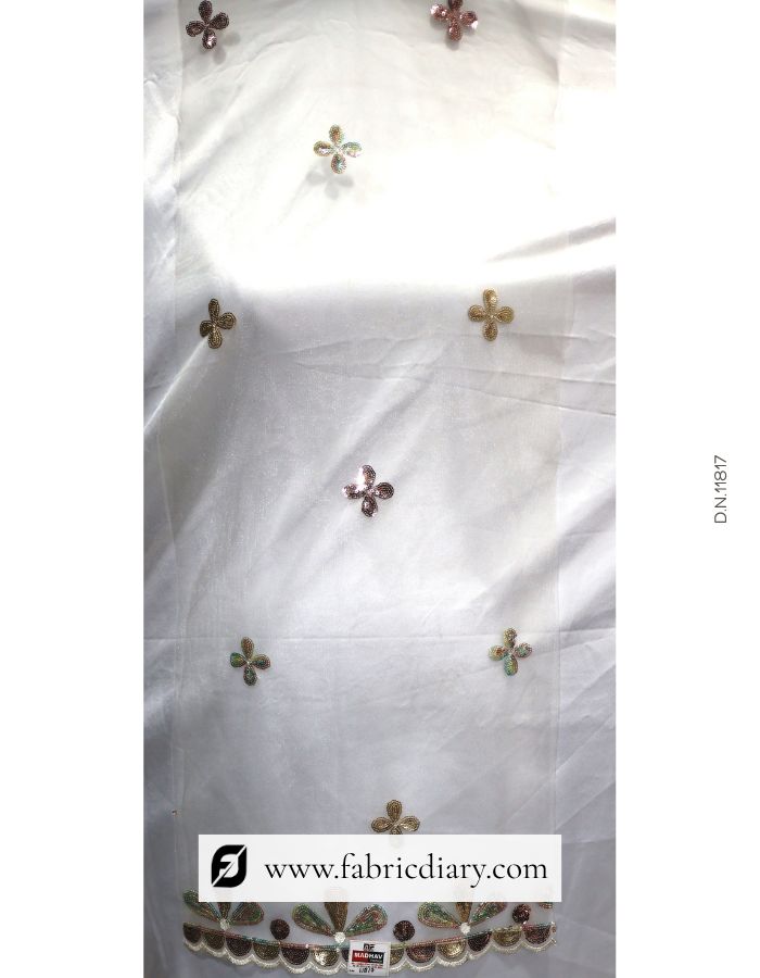 Net fabric with vibrant sequin embroidery – dupatta fabric supplier India