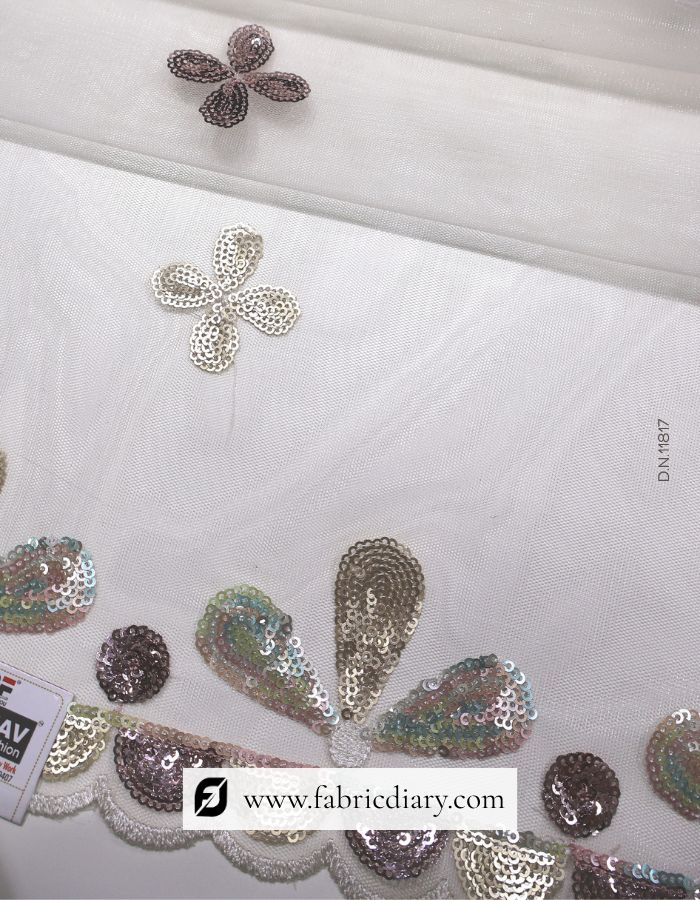 Dupatta Fabric with Multicolor Sequins on Net – #87