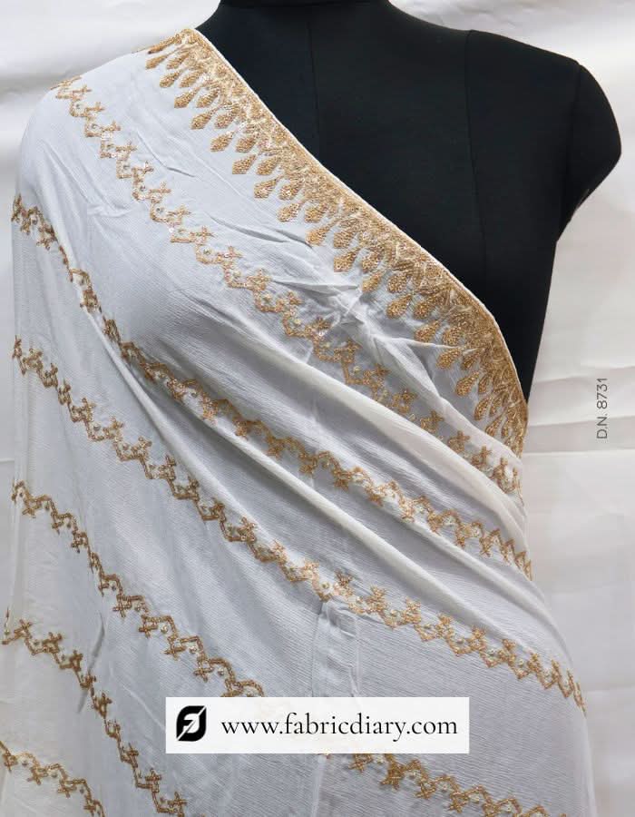 Dyeable Lining Embroidered Chinon Dupatta Fabric – #873