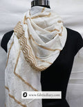 Embroidered dupatta with zigzag pattern – dyeable fashion fabric online