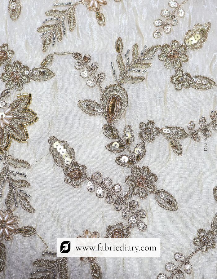 Dyeable floral embroidered fabric with customizable base