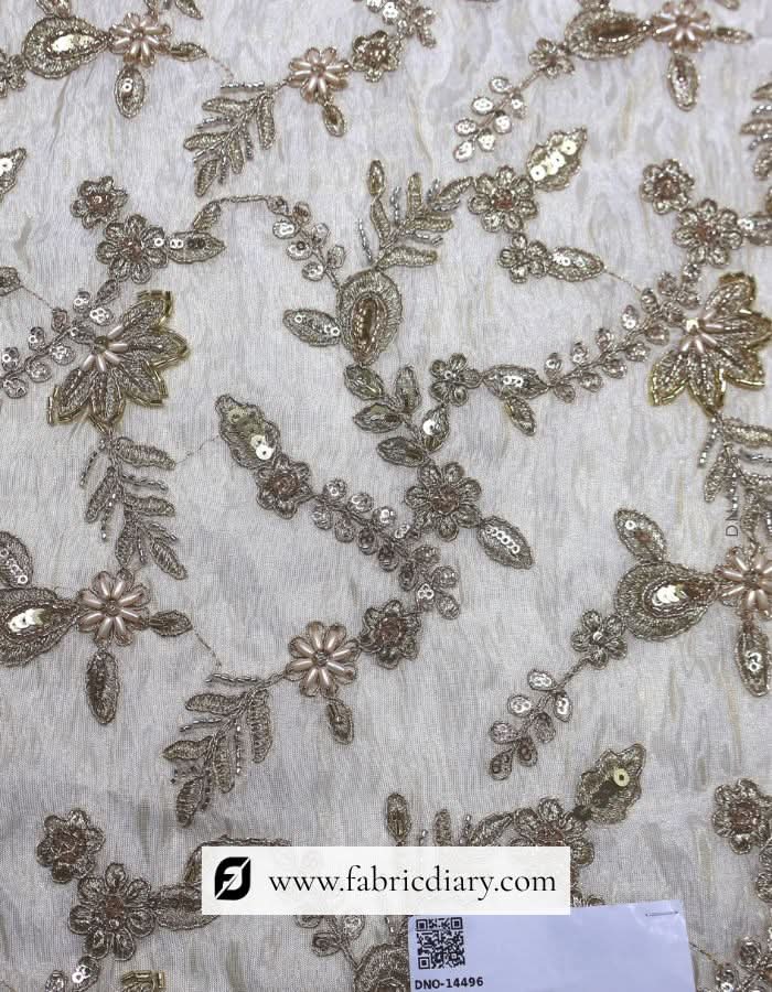 Beaded floral lace for high-end bridal dresses