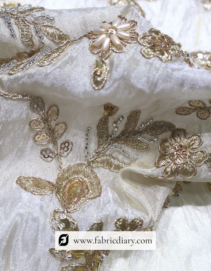 Dyeable floral embroidered fabric with customizable base