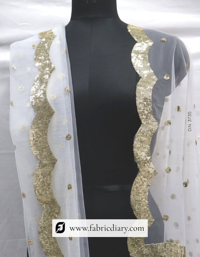 Embroidered dupatta with sequins – dyeable fabric for festivals and parties