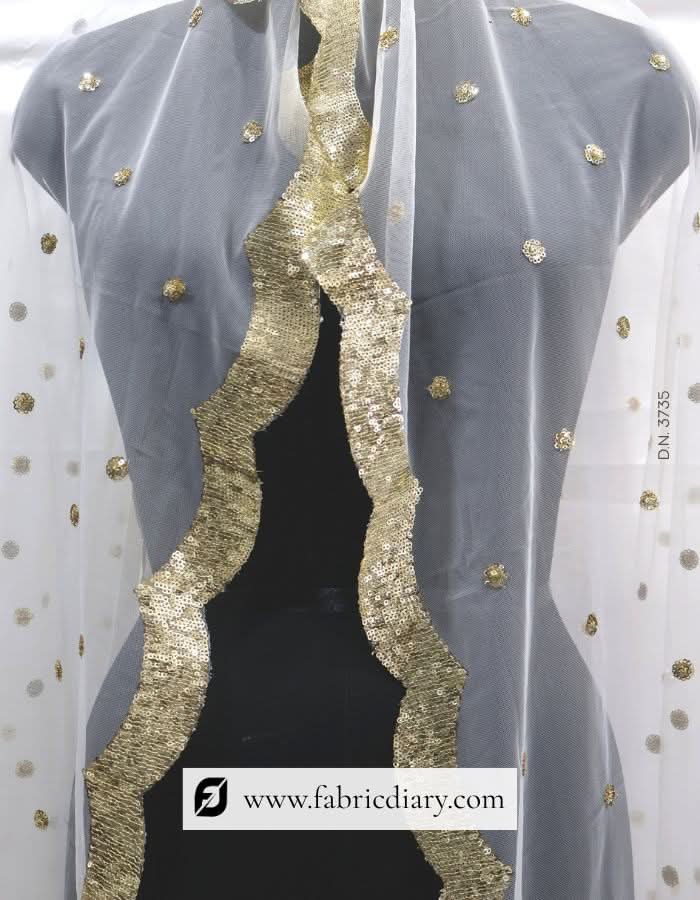 Designer dyeable scarf – heavy sequin border for ethnic wear
