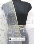 Embroidered net dupatta – dyeable light gold sequins for festive wear