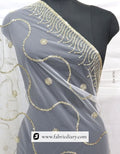 Dyeable designer net scarf – light gold sequins embroidery for ethnic fashion
