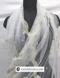 Embroidered light gold sequin dupatta – dyeable net fabric for weddings