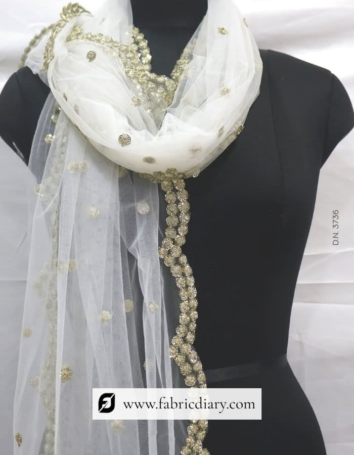Net dupatta with sequins – dyeable designer fabric for women’s outfits