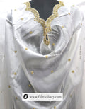 Gold sequins embroidered scarf – dyeable organza fabric for ethnic wear