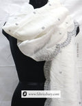 Buy dyeable viscose organza scarf – silver sequins embroidery for dresses