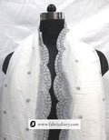 Dyeable viscose organza dupatta with silver sequins – embroidered scarf for women