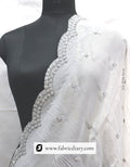 Dyeable Viscose Organza Silver Sequins Embroidered Dupatta / Scarf – #3736 Silver