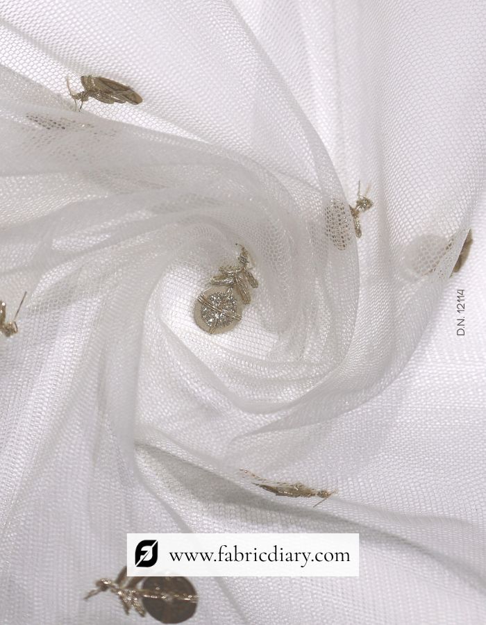 Embroidered Golden Zari Work Butti Fabric – #24