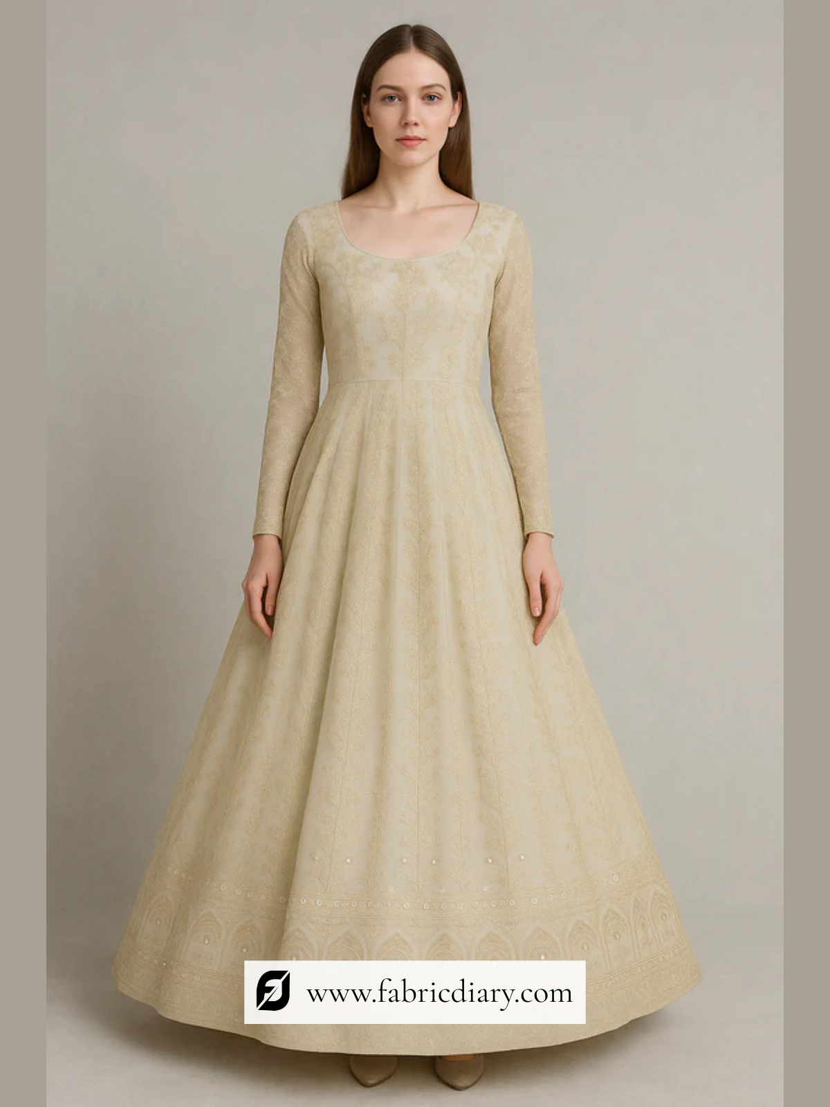 Embroidered jacquard fabric for lehenga daman