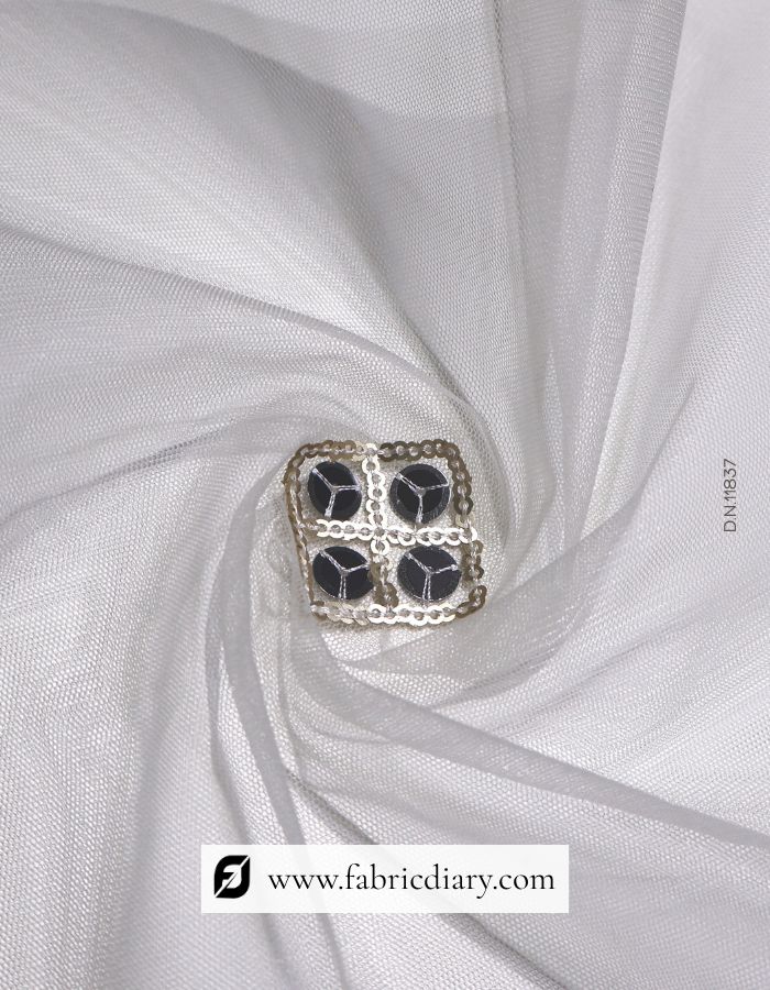 Embroidered Dupatta Fabric with Light Sequins Work #837