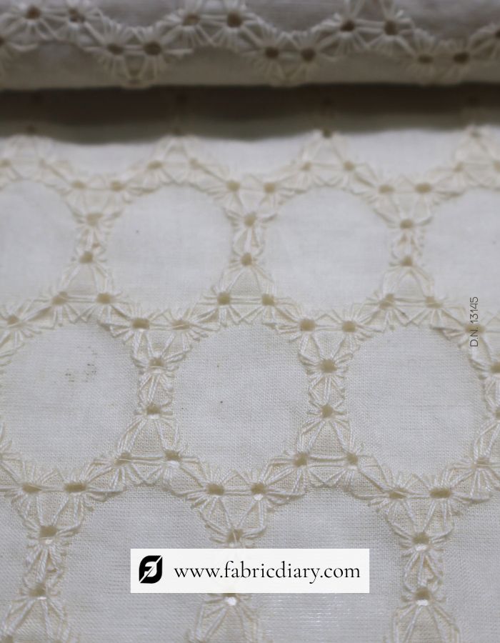 Cotton Schiffli Fabric with Width 44" Inches