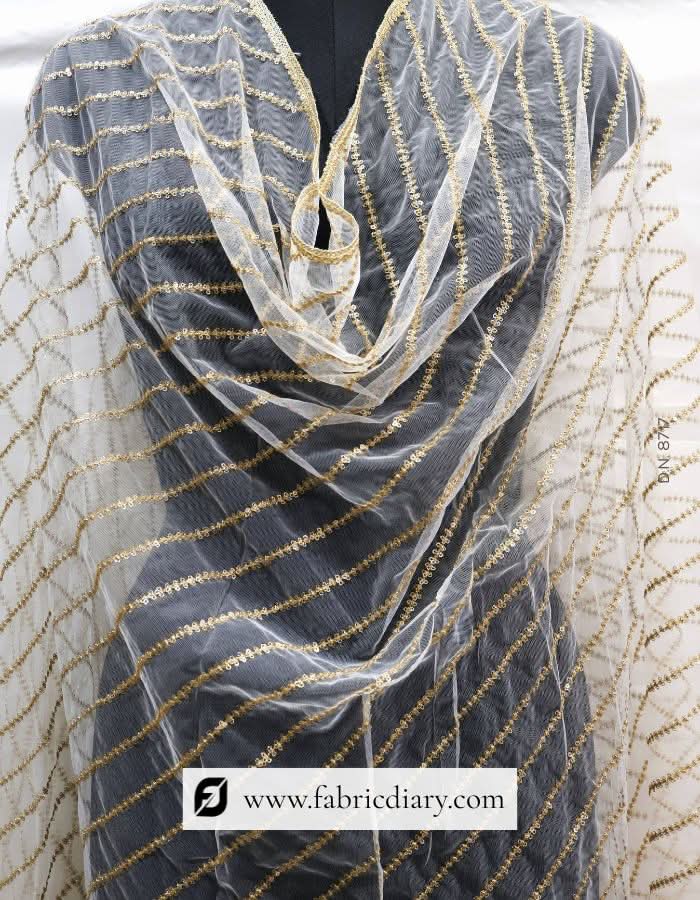 Buy butterfly net fabric with sequins – online dupatta textile supplier