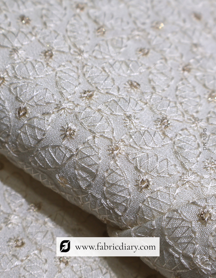 Off White Embroidered Sherwani Fabric