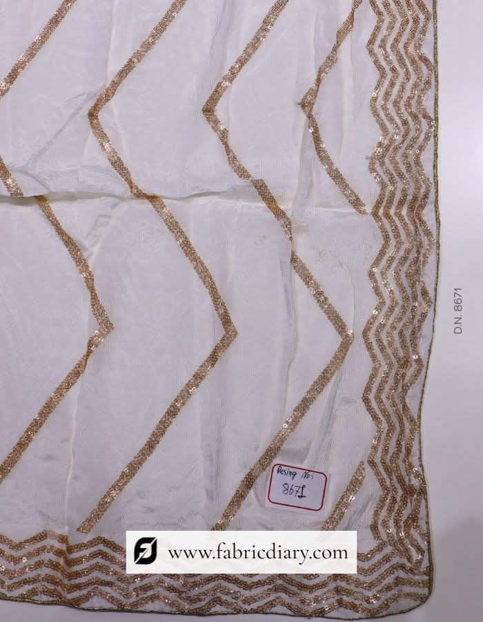Buy dyeable embroidered dupatta – zigzag design for festive and party wear