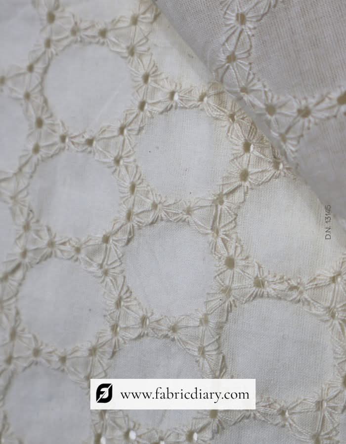 44" width Schiffli cotton fabric for dresses and kurtas