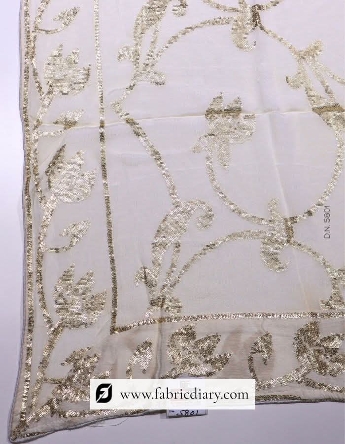Designer dyeable dupatta – floral embroidery and sequins for women’s dresses