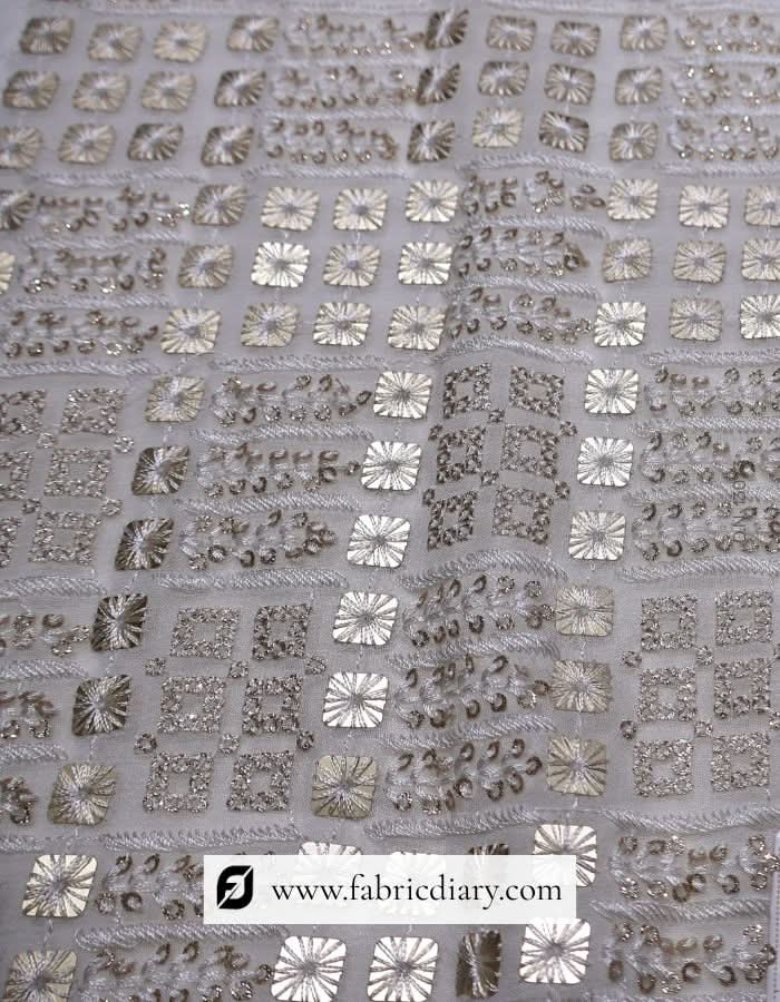 Wholesale geometric embroidered sequin fabric for garments