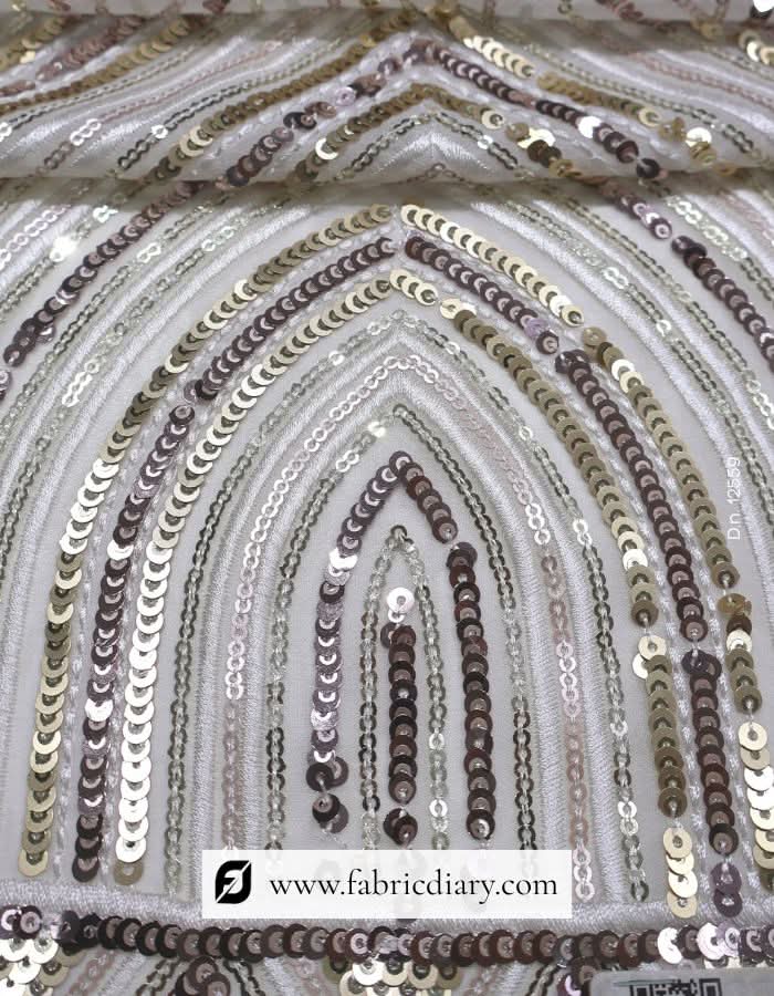 Wholesale wedding sequin fabric with daman embroidery