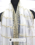 Designer dyeable net scarf – golden sequin embroidery for gowns