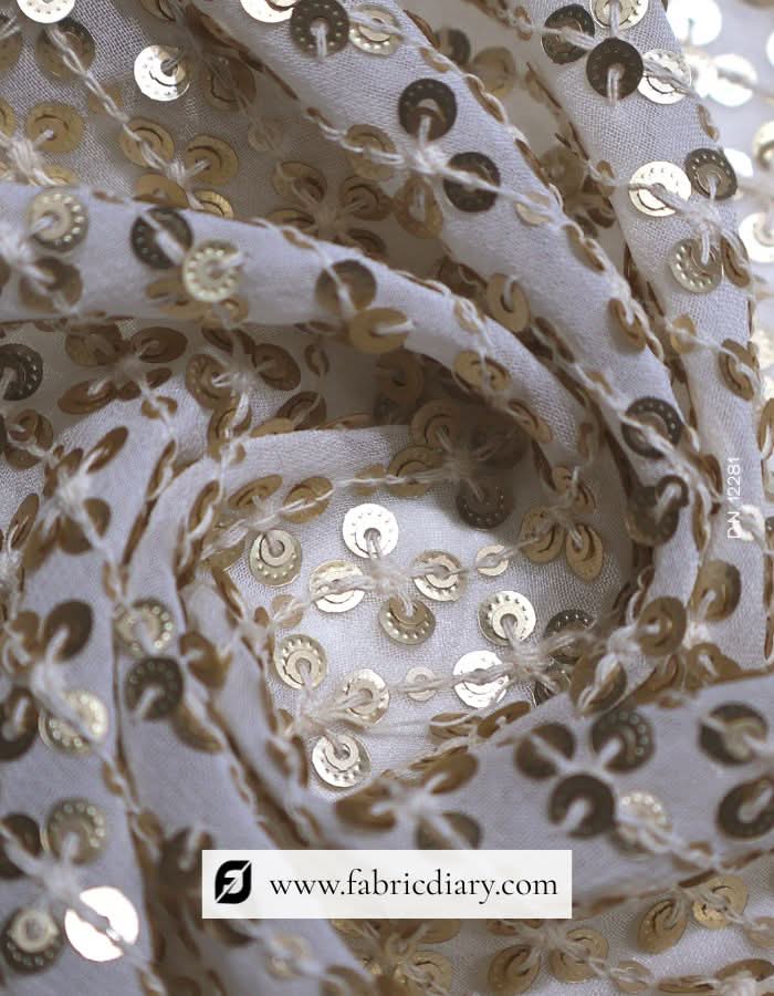 Women's Embroidered Golden Sequin Blouse Fabric