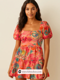 Colorful poly muslin fabric with bold prints