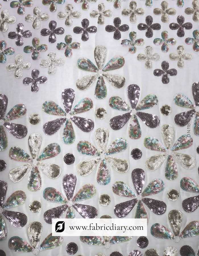 Buy floral sequin fabric – online supplier for ethnic and western bridal dresses