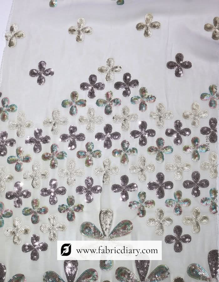 Floral sequins textile for wedding and party outfits – embroidered fabric exporter