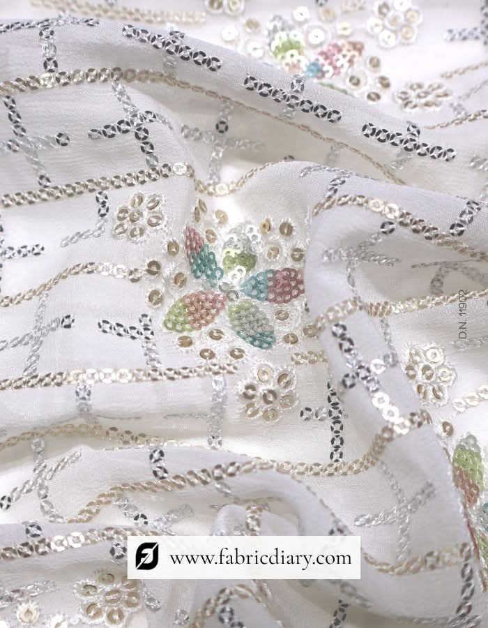 Floral multicolor sequins fabric – embroidered textile for women's garments