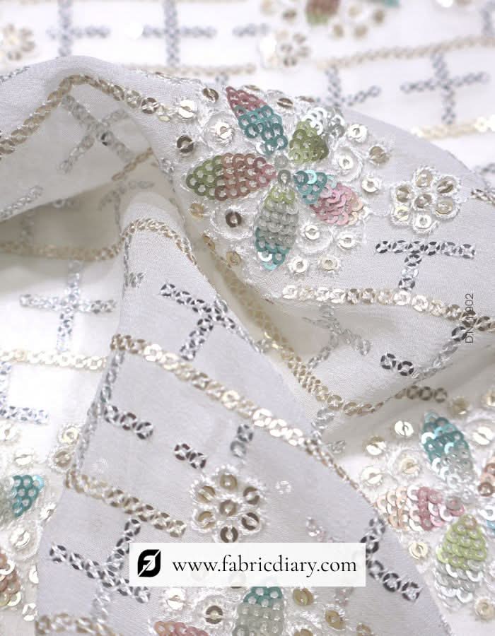Multicolor floral sequins fabric – ethnic fashion material for boutique outfits