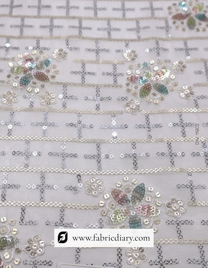 Garment fabric with floral multicolor sequins – wholesale fashion textile