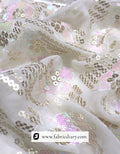 Floral Pink and Lined Gold Sequin Fabric for Luxurious Apparel – #863