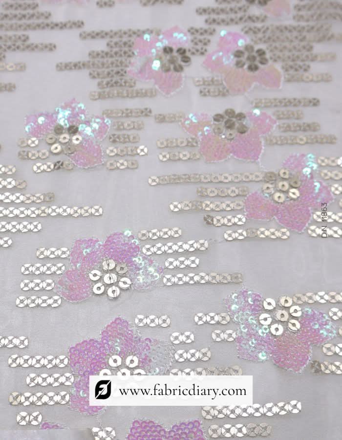 Buy floral sequin fabric – pink and gold fabric for ethnic and western fashion