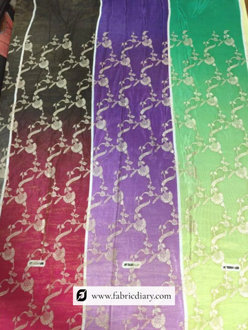 Floral Printed Tissue Jacquard Fabric