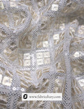 Four square golden and 3mm silver sequins fabric – embroidered textile for garments